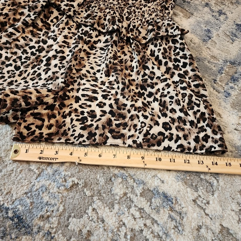 Nordstrom‎ Truly Me leopard smocked romper. Kids 14.